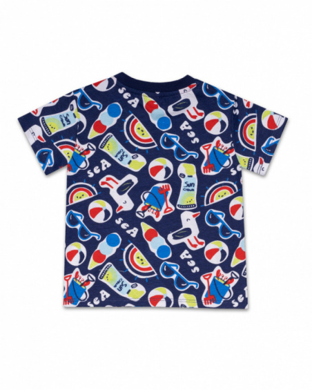 Boy's blue knit T-shirt Beach Day