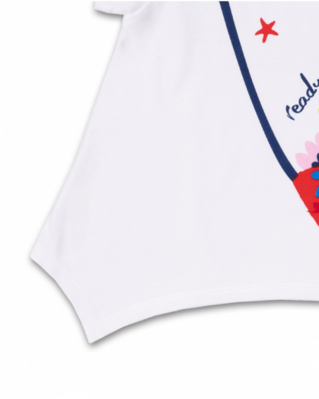 Wide white knit T-shirt for girl Beach Day