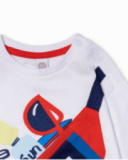 Long white knit T-shirt for boy Beach Day