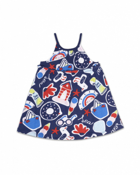 Blue knitted dress for girl Beach Day