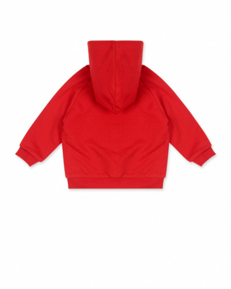 Reversible red white fleece jacket for boys Beach Day