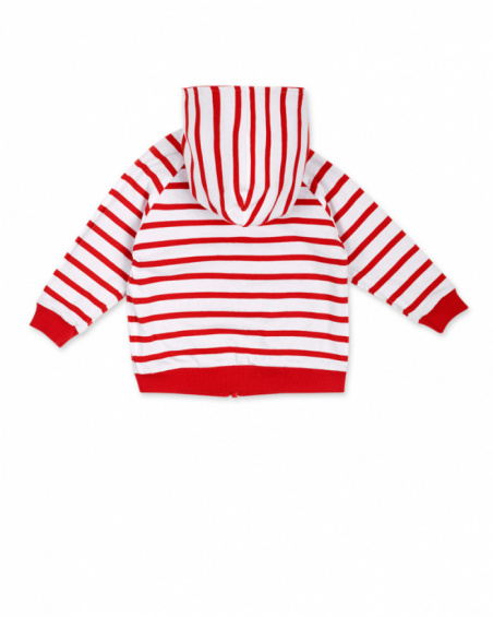 Reversible red white fleece jacket for boys Beach Day