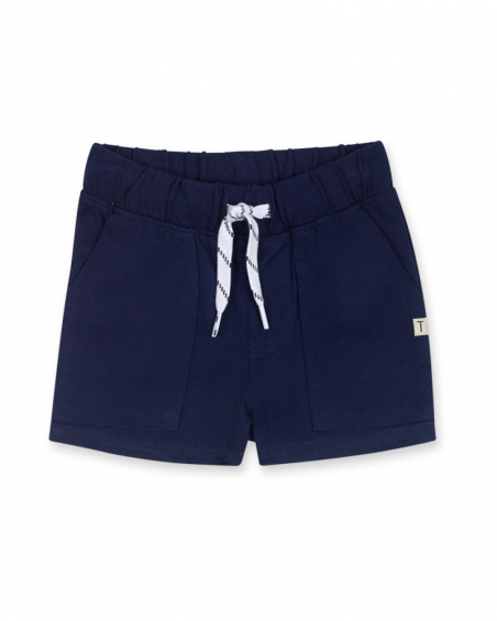 Navy blue knit Bermuda shorts for boy Basics Baby