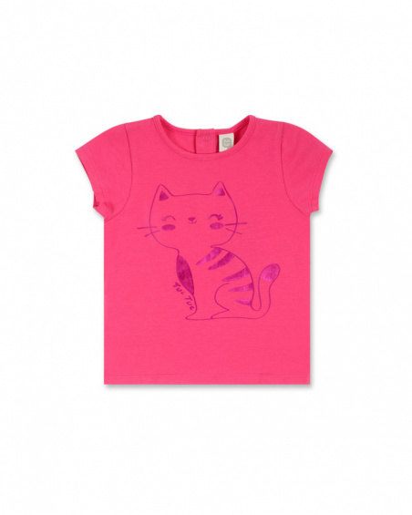 Fuchsia knit T-shirt for girl Basics Baby