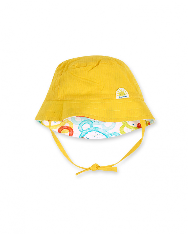 Yellow reversible flat cap printed unisex Sunday