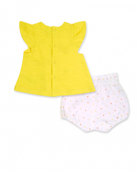 Yellow poplin knit set for girl Sunday