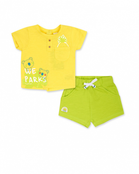 Yellow green knitted set for boy Sunday