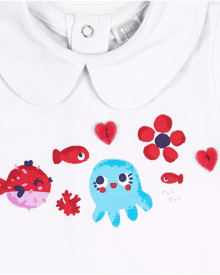 White poplin knit set for girl Blub