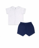 Blue white poplin knit set for boy Blub