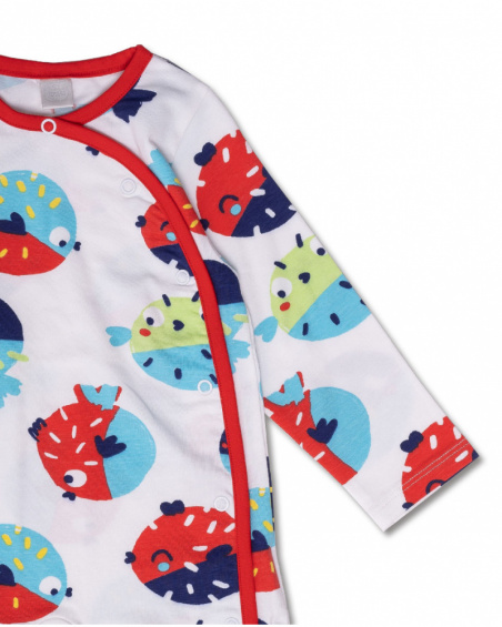 White knit romper for boy Blub