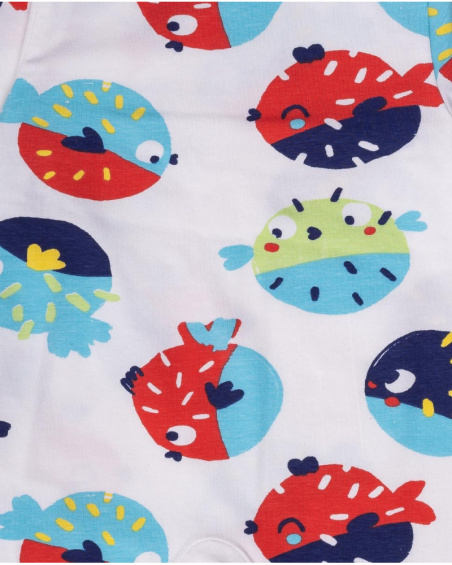 White knit romper for boy Blub