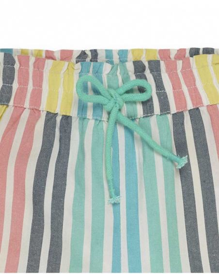 Treasure Island girl's multicolored poplin trousers