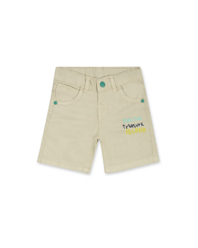 Boys' gray twill Bermuda shorts Treasure Island