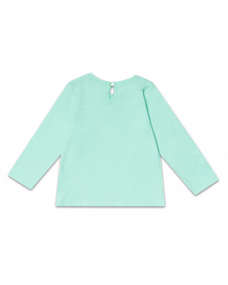 Green knitted printed T-shirt for girl Treasure Island