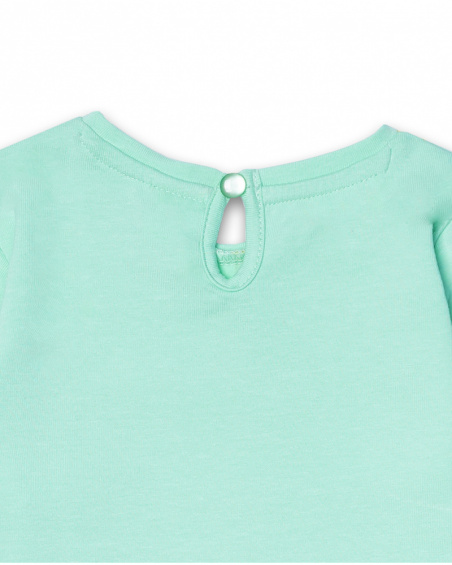 Green knitted printed T-shirt for girl Treasure Island