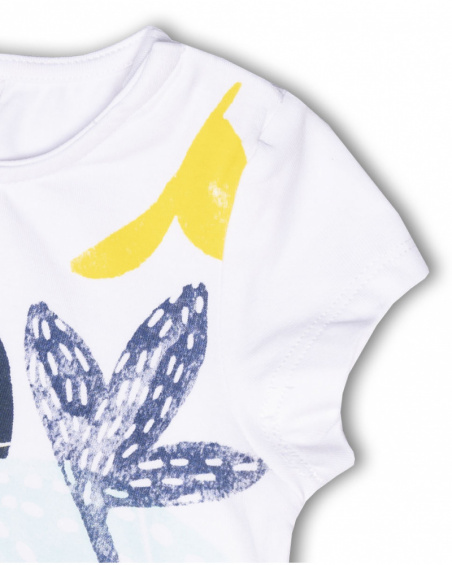 White printed knit dress for girl Treasure Island