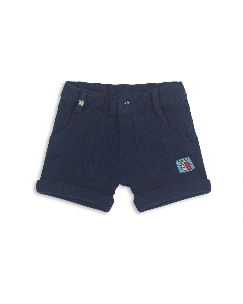 Blue poplin Bermuda shorts for boys Tiny Critters
