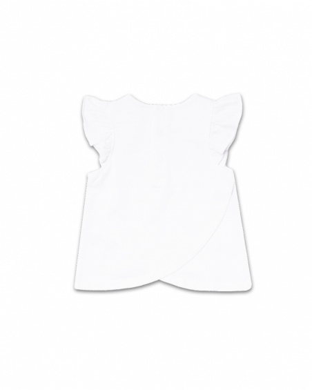 White knitted ruffled t-shirt for girl Tiny Critters