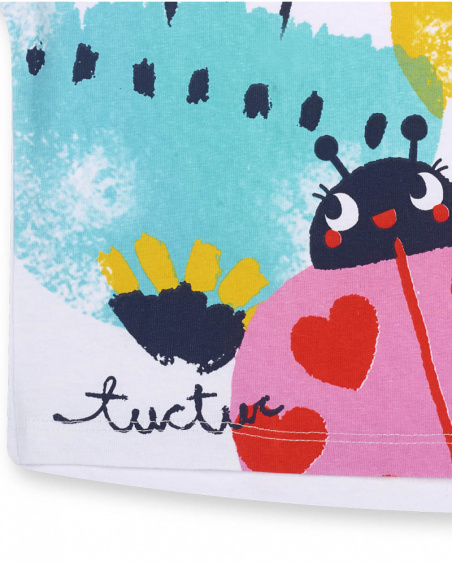White knit T-shirt with print for girl Tiny Critters