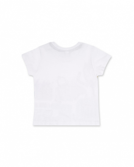 White and blue knit T-shirt for boy Tiny Critters