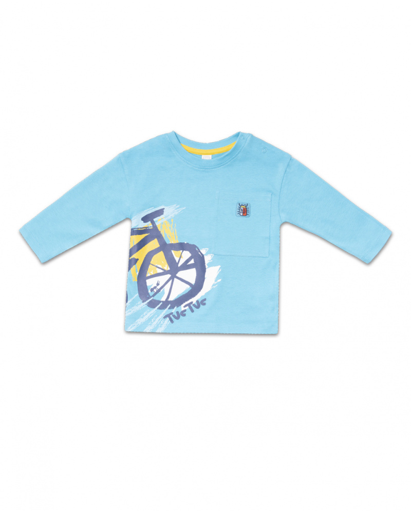 Long blue knit T-shirt for boy Tiny Critters