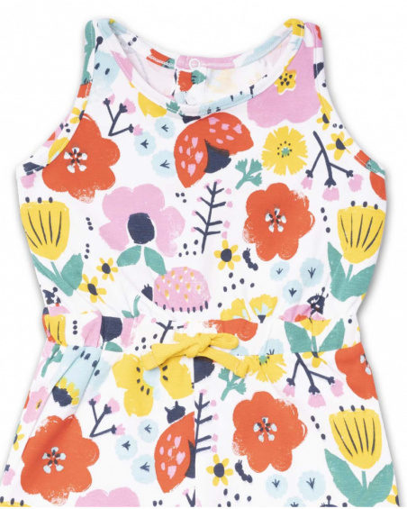 White knitted printed jumpsuit for girl Tiny Critters