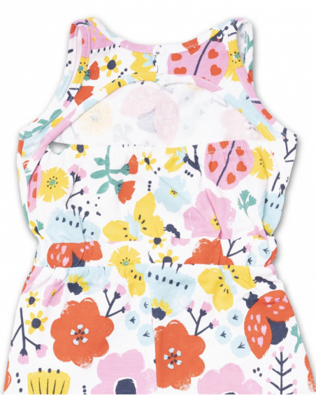 White knitted printed jumpsuit for girl Tiny Critters