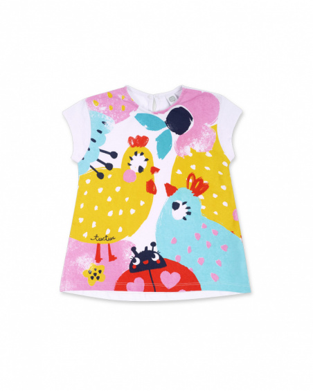 White printed knitted dress for girl Tiny Critters