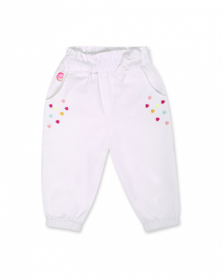 White twill pants for girls Seashell