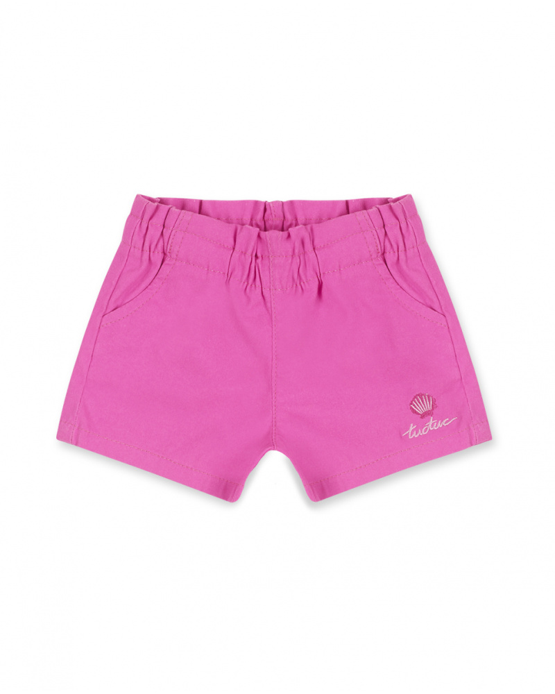 Fuchsia twill shorts for girls Seashell