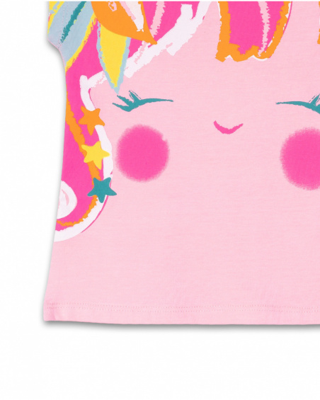 Fuchsia pink knit T-shirt for girl Seashell