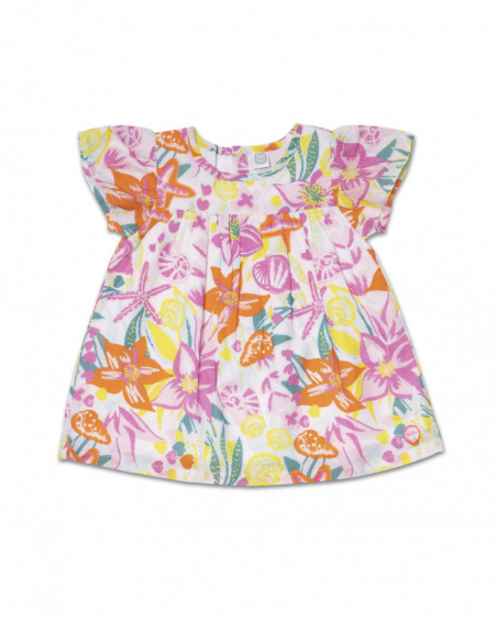 Girl's printed poplin dress Seashell