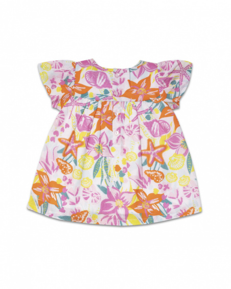 Girl's printed poplin dress Seashell
