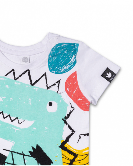 White knitted dino t-shirt for boy Juicy