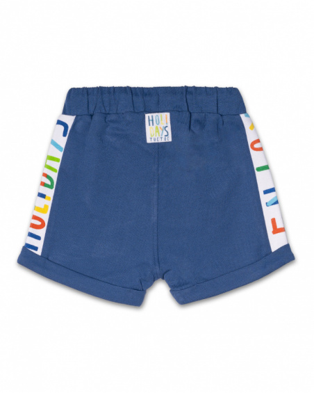 Blue knit bermuda 'enjoy' boy Holidays