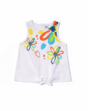 White knitted knot T-shirt for girl Holidays