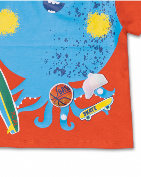 Red knit T-shirt for boy Holidays