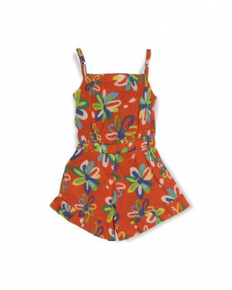 Red poplin jumpsuit for girl Holidays