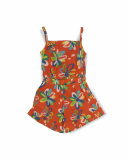 Red poplin jumpsuit for girl Holidays