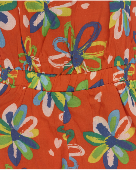 Red poplin jumpsuit for girl Holidays