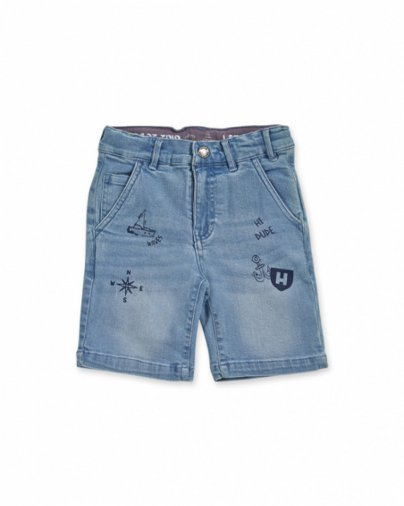 Blue flat Bermuda shorts for boy The coast