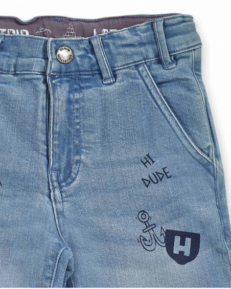 Blue flat Bermuda shorts for boy The coast