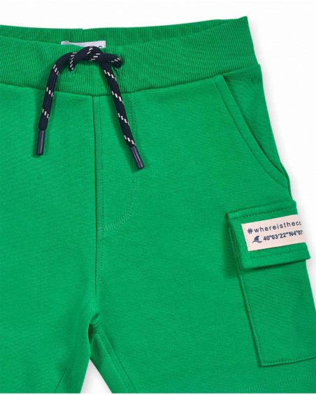 Green knit Bermuda shorts for boy The coast