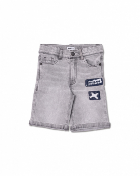 Flat gray Bermuda shorts for boy Urban Activist