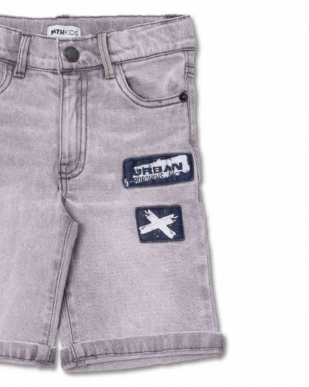 Flat gray Bermuda shorts for boy Urban Activist