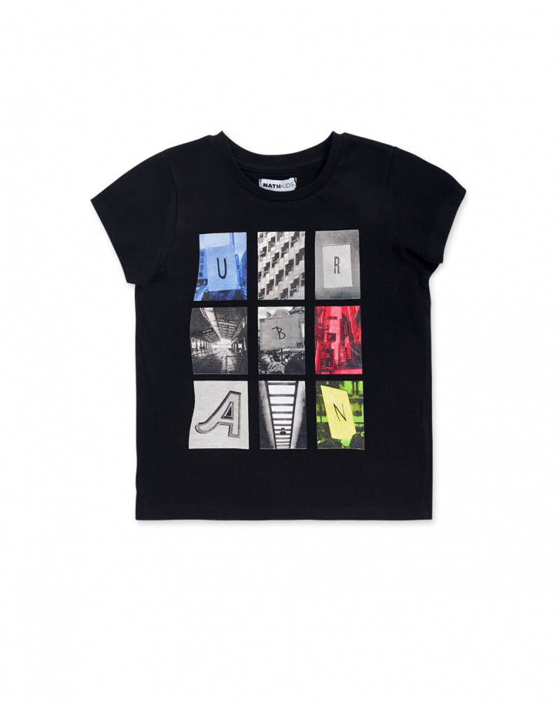 Black knit urban t-shirt for boy Urban Activist