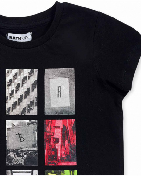 Black knit urban t-shirt for boy Urban Activist