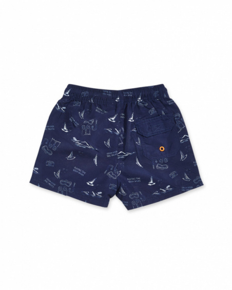 Navy blue printed bermuda shorts for boy The coast