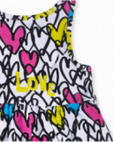 White printed knit dress for girl Rebel Girl