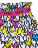 White printed knit shorts for girl Rebel Girl